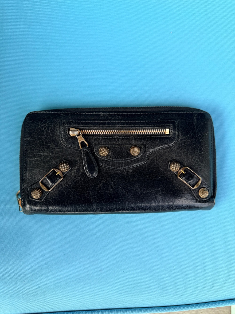 Balenciaga motocross city wallet AUTHENTIC black w gold hardware